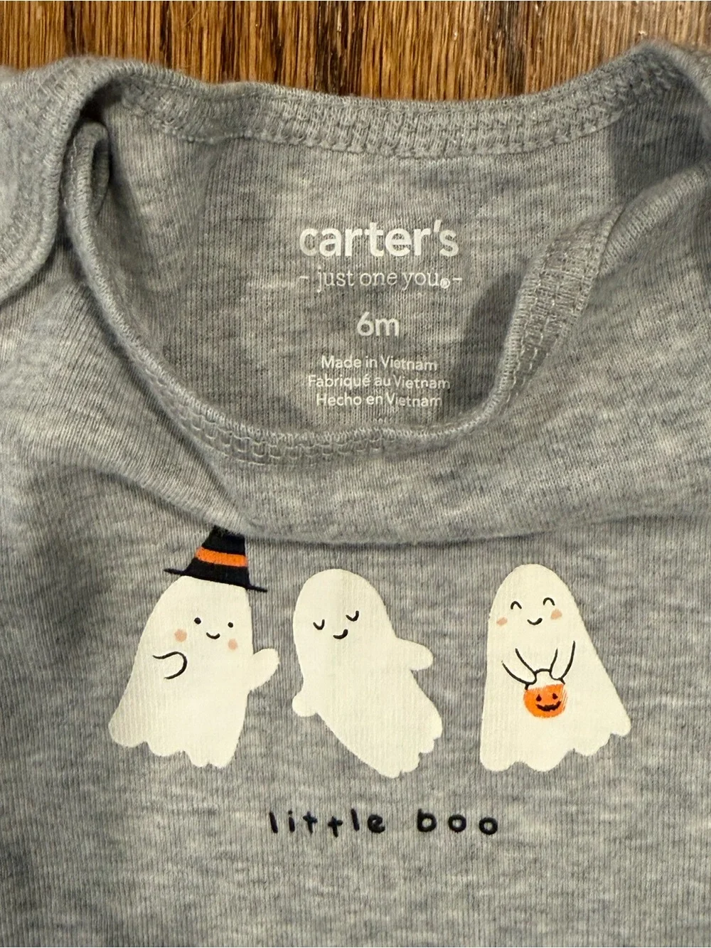 Carter's Gray Long-Sleeve Bodysuit with Black Ghost Print Pants